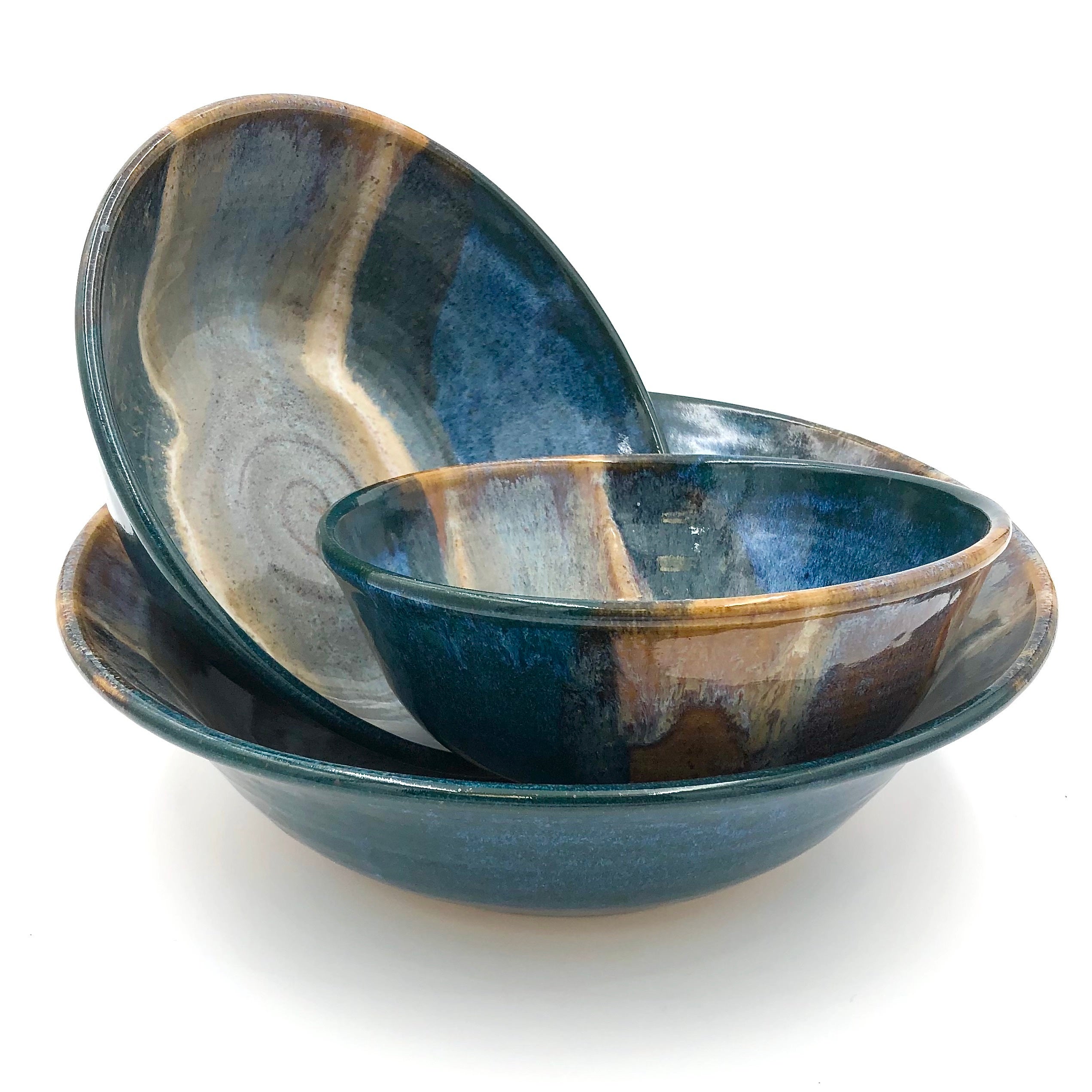 3 Bowl Set in River Bottom Design (made to order) by Ede Walker